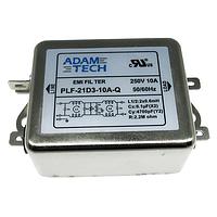 Adam Tech PLF-21D3-10A-Q ຕົວກັນສະຫນັບສະຫນູນສາຍພະລັງງານ EMI/RF, 115/250VAC 10A, ຮູບແບບກາງ, ຕິດຕັ້ງໃນກະຕ່າງ