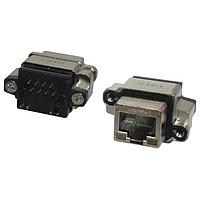 Amphenol Commercial Products MRJR5484M4 ຕູ້ເຊື່ອມຕໍ່ຮູບແບບ Modular / ຕູ້ເຊື່ອມຕໍ່ Ethernet HARSH RJ45, IP67, 4 ພອດ, ຕັ້ງພູມ, ມີໄຟ LED