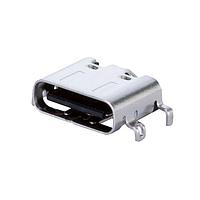 Same Sky (formerly CUI Devices) UJ20-C-H-G-MSMT-P16-TR USB Type C Type C, 2.0, Horizontal, Gold plated 3u, Mid Surface Mount 0.54mm, 16 pin, T&R