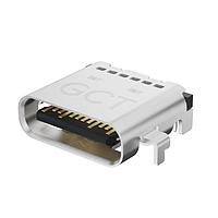 GCT (Global Connector Technology) USB4525-03-A ພິບບີ Mid Mount USB 3.2Gen2 Type C Receptacle, 24W, SMT, Horz Mid Mnt, 0.8mm offset