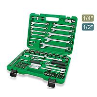 TOPTUL GCAI8202 1/4" ແລະ 1/2" DR. Flank Socket Wrench Set (82 pcs; 12PT)