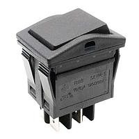 E-Switch RB541A1100 ສະຫນັບສະຫນູນ Rocker, 16A, DPST, ປິດ-ເປີດ, ຕິດຕັ້ງແຜ່ນ, ການກະທຳ Snap-In