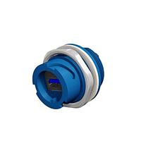 Amphenol CONEC 17-241011 ຊຸດປະສົມຕົວຮັບ Type A ເຖິງ Type A USB3.0 ພ້ອມຝາປົກກັນ ມີຕົວແປ USB 3.0 TYPE A F/F ສີຟ້າ ສະໄປດທິກ