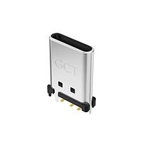 GCT (Global Connector Technology) USB4180-03-0120-C ປຸ່ມຊາວເຈີ USB-C ສີຂຽວ, ສູງ 11mm, SMT, ບໍ່ມີກະແຈ, 6ພິນ, ກວດ 1.2mm