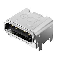 GCT (Global Connector Technology) USB4800-03-A ພິນຕິດບອດ PCB ປະເພດ USB2.0 Type C Rcpt, SMT, Hrz, ຍົກສູງ 3.5mm, 16 ພິນ