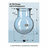 SciLab SL.Re2295 ຂວດປຸ່ມລົດນ້ຳ PTFE ແບບ DURAN-glass Reaction Flask, DN150, 10,000~12,000(ເຕັມ)㎖