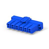 AMP Connectors - TE Connectivity 2-1376391-3 ຮອງສະໜອງສະເພາະແລະສາຍສົ່ງສະເພາະ 5MM POWER KEY 6P PLUG HSG ສີຟ້າ