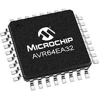 Microchip Technology AVR64EA32T-I/PT MCUs 64KB RWW 6KB RAM 32p TQFP 85C 20MHz CFD 12b ADC PGA 2xComp DAC 3xUART SPI TWI