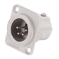 Amphenol Audio AC4MDZ ຕົວເຊື່ອມຕໍ່ 4 ໂພນ XLR ຜູ້ຊາຍ ຕິດຕັ້ງຢູ່ບ່ອນ Chassis ປະເພດ D ຕິດຕໍ່ທີ່ປັດລາຍ ສີນິເຄວລ