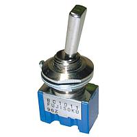 Nidec Components 8C1012-Z ສະຫນັບສະຫນູນສູງ ສະລັບສະລອງຂະໜາດນ້ອຍ Toggle Switch SPDT, ON-ON, 11.4mm flatted toggle, 1/4"-40 threaded bushing, straight PC terminals, 6A @ 125V AC