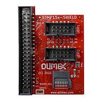 Olimex Ltd. STMP15X-SHIELD ບອດພັດທະນາ & ຊຸດ - ARM SHIELD ມີ UEXT ສອງອັນ, ບັດ uSD ແລະ GPIOs ຢູ່ບົດຕໍ່ 0.1"(2.54mm)