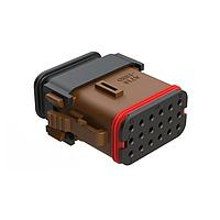 Amphenol SINE Systems AT16-18SD-EKSR02 ຕົວເຊື່ອມຕໍ່ 18 ຕຳແໜ່ງ ປລັກດ້ວຍຝາ, ກະລຸນາ D, ສີນ້ຳຕານ