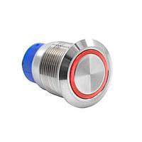 E-Switch ULV4F2BSS311 ຕ້ານການທຳລາຍ Anti-vandal, SPDT, On-(On), ຕິດຕູ້, ດ້ານໜ້າ, ເງິນ, LED, ແດງ, IP67