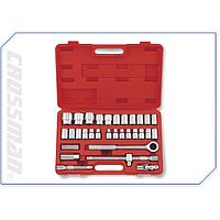 Crossman 99-093 32 Pcs. 1/2 inch Drive Metric Socket Set-Blow Mold Box ( 27 drive sockets, 3 drives, 1 Universal joint, 1 Function Adapter)