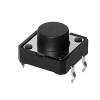 Same Sky (formerly CUI Devices) TS14-1212-55-BK-160-SCR-D ສະວິດທ໌ທັດຕິລ 12 x 12 mm 5.5 mm 160 gf ສັ້ນປົກກະຕິສີດດຳຜ່ານຮູ SPST