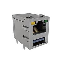 Amphenol Commercial Products RJE361883413 ຕູ້ເຊື່ອມຕໍ່ຮູບແບບ Modular / ຕູ້ເຊື່ອມຕໍ່ Ethernet ຊຸດຊົ່ວ RJ ຢູ່ເທິງ USB ປະເພດ A 2.0 LED