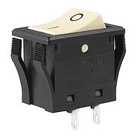 NKK Switches JWM21RB2A/UCV ສະລັບສະຕິກ Rocker DPST TV5 RTD IVORY CAP BLK BDY VERT"O-"