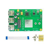 HackerGadgets Pi-Cast-USB3.0 ບອດຂະຫຍາຍ Raspberry Pi CM4 A USB 3.0 ມີພວກ M.2 B-key ເປັນໜຶ່ງໃນອິນເຕີເຟສ USB 3.0 ຂອງມັນ. ລວມມີສາຍຮິບບອນ, ໝຸດຍືດ, ແລະຂາຍຍືດ.