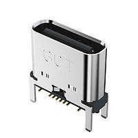 GCT (Global Connector Technology) USB4145-03-0230-C PCB ຕິດຕູ້ USB-C Rec 3u" ແຖວຕັ້ງ 16P SMT 2.3mm TH stakes H7.46mm T+R+Cap