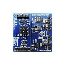 STMicroelectronics STEVAL-QUADV01 ບອດປະເມີນການຈັດການພະລັງງານຕົວຄວບຄຸມແຮງແສງ LDO ອີງຕາມ L6981, L7983, ST1PS03, ແລະ ST730