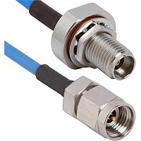 Amphenol SV Microwave 7015-1065 ການປະກອບສາຍ RF 2.92mm ຜູ້ຍິງ Bulkhead ໄປຫາ 2.92mm ຜູ້ຊາຍ ສາຍຄ່ອງ 6" ສໍາລັບສາຍ .085