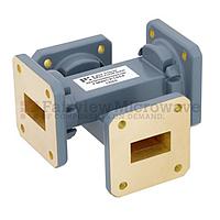 Fairview FMWCP1054 50 dB WR-75 Waveguide Crossguide Coupler With Square Cover Flange from 10 GHz to 15 GHz