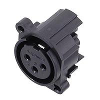 Amphenol Audio AC3FAHL-AU-PRE ຕົວເຊື່ອມຕໍ່ 3 ໂພນ XLR ຜູ້ຍິງ ຕິດຕັ້ງບ້ານ A ປະເພດ ຕິດຕໍ່ທອງ ສີດຳ ຕັ້ງຢູ່ພາຍໃນ PCB ທົງແກ້ວ