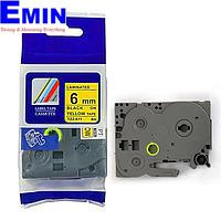 BROTHER TZE-611 ພິມປ້າຍ (Black text on 6mm gold background)