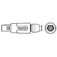 Raychem - TE Connectivity 1811797-2 ຕ່າງຫຼັກຕ່າງ Asy Plg 5P 80 D Key Ovrmld Nut Blk Blk