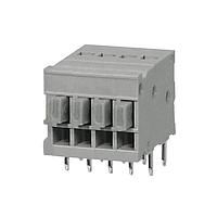 Same Sky (formerly CUI Devices) TBL009-254-04GY-2GY ບລັອກຂໍ້ຕໍ່ຄົງທີ່ Terminal block, screwless, 2.54, Horizontal, 4, ສີເທົາ ກັບ ປຸ່ມ ສີເທົາ