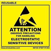 Desco 06730 ປ້າຍ ESD 2" X 2" ທີ່ສາມາດນໍາກັບໃຊ້ໄດ້ 500 ແຖວ