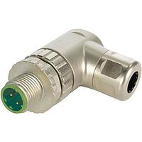 HARTING 21437863401 Cat 5 M12 D-code 4pin ຜູ້ຊາຍມຸມ, ການຕິດຕັ້ງດ້ວຍການສະກອນ, ມີການປ້ອງກັນ, ສູງສຸດ AWG16, ສໍາລັບສາຍໄຟ 4.5-8.3mm