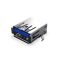 GCT (Global Connector Technology) USB1075-30-P-B ຕົວເຊື່ອມ USB Type A USB3.0 A Skt, ຜ່ານຮ່ອງ, R/A, 30u", ມີກ້ອງທີ່ມີການດັບບັນ, ຖານວາງ