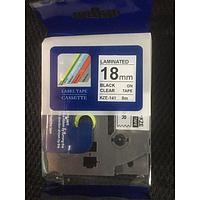 BROTHER KZE-141 ປ້າຍກຳກັບ (Black on Clear Tape)