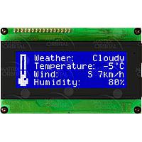 Matrix Orbital LCD2041-WB-E LCD Character Display Modules 20x4 ຂໍ້ຄວາມສີຂາວ ສີຟ້າ B/G ອຸນຫະພູມພາຍນອກ ບໍ່ມີປຸ່ມ LCD
