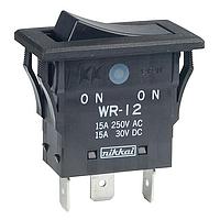 NKK Switches WR12AFN ສະລັບສະຕິກ Rocker ON-ON ສີດຳ QC TERM NO EPOXY ENVRN SEALD