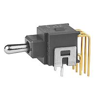 NKK Switches A23JH ປຸ່ມສະຫງວນຍ່ອຍປິດກັນກະບອກ Process Sealed Subminiature Toggles ON-OFF-ON .248 BAT RIGHT ANGL PC .4VA