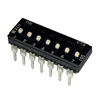 CTS Electronic Components 210-7MSF ສະລັບ DIP ຜ່ານຮູ, DIP SWITCH ກະທົບທາງທາງທາງ, 7-ຂາ, ຕົວກະທົບລະດັບກາງ, ການປິດທ້າຍ, ປະກອບໃນທູບ
