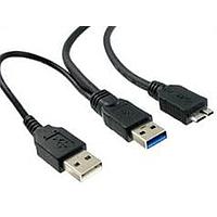 Qualtek Electronics 3023035-03M USB 3.0 USB 3.0 A-MICROB ມີສາຍສະໜອງພະລັງ BLK