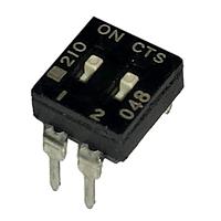 CTS Electronic Components 210-2LPS DIP Switches THROUGH HOLE, GOLD FLASH DIP SWITCH, 2-POLE, LOW PROFILE ACTUATOR, BOTTOM SEAL, TUBE PACK