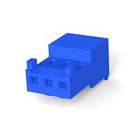 AMP Connectors - TE Connectivity 643815-3 ຮູງຮັບສະຕັອກ 3P 26AWG TIN CLSD W/TAB WHT W/BLU STRP