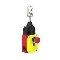 Banner Engineering RP-RM83F-75LRE Heavy-Duty Rope Pull Emergency Stop Switch Heavy-Duty Metal Emergency Stop Rope Pull; Ring Attachment, 75 m Max Range, Integral E-Stop Button; Latch Actuation, 2 NC Safety Contacts; 2 NO Aux Contacts, PNP Aux Output