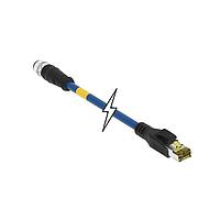 Molex 1203410502 ສາຍສັນຍານ Cat 6a CORDSET M12 TO RJ45 CAT6A ສີຟ້າ PUR 2M