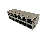 Adam Tech MTJG-12-88JX1-FSG-PG ຕູ້ຕໍ່ແບບ Modular / ຕູ້ຕໍ່ Ethernet 8P8C 12 ພອດ ປະເພດ JX SHIELD GRND TAB BLK