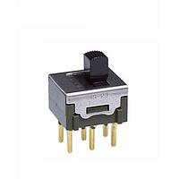 NKK Switches MS23ANG03 ມິນິເຈີ ສລາຍດ໌ DPDT ON-OFF-ON .150 ACTUATOR PC .4VA