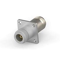 AMP Connectors - TE Connectivity 1-1814407-0 ຕົວແປງ RF - ໃນຊຸດ N PANEL ADP JJ 50OHM NICKEL PLTD