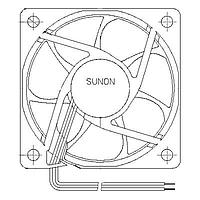 Sunon PF75301B1-1B00U-A99 ພັກລະບົບ DC Blower, 75x75x30mm, 12VDC, Ball, Lead Wires, Auto Restart