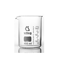 WITEG 5 500 400 B Beaker ຮູບແບບຕ່ໍາທີ່ມີ spout ແລະ Witeg ໂລໂກ້ (400ml; 10 pcs)
