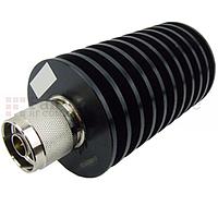Fairview SA3N512-40 40 dB Fixed Attenuator N Male To N Female Up To 3 GHz Rated To 50 Watts With Black Aluminum Heatsink Body