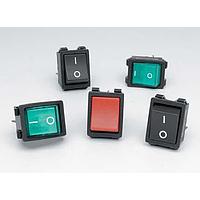 E-Switch R5BBLKWHTFF1 ສະຫນັບສະຫນູນ Rocker 15A 250V DPST ເປີດ-ປິດ ໄຟໄຟ້ Neon